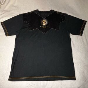 Vintage Coogi Shirt Black /Gold Metal Snake/ Snakeskin Embroidered MENS SZ XXL